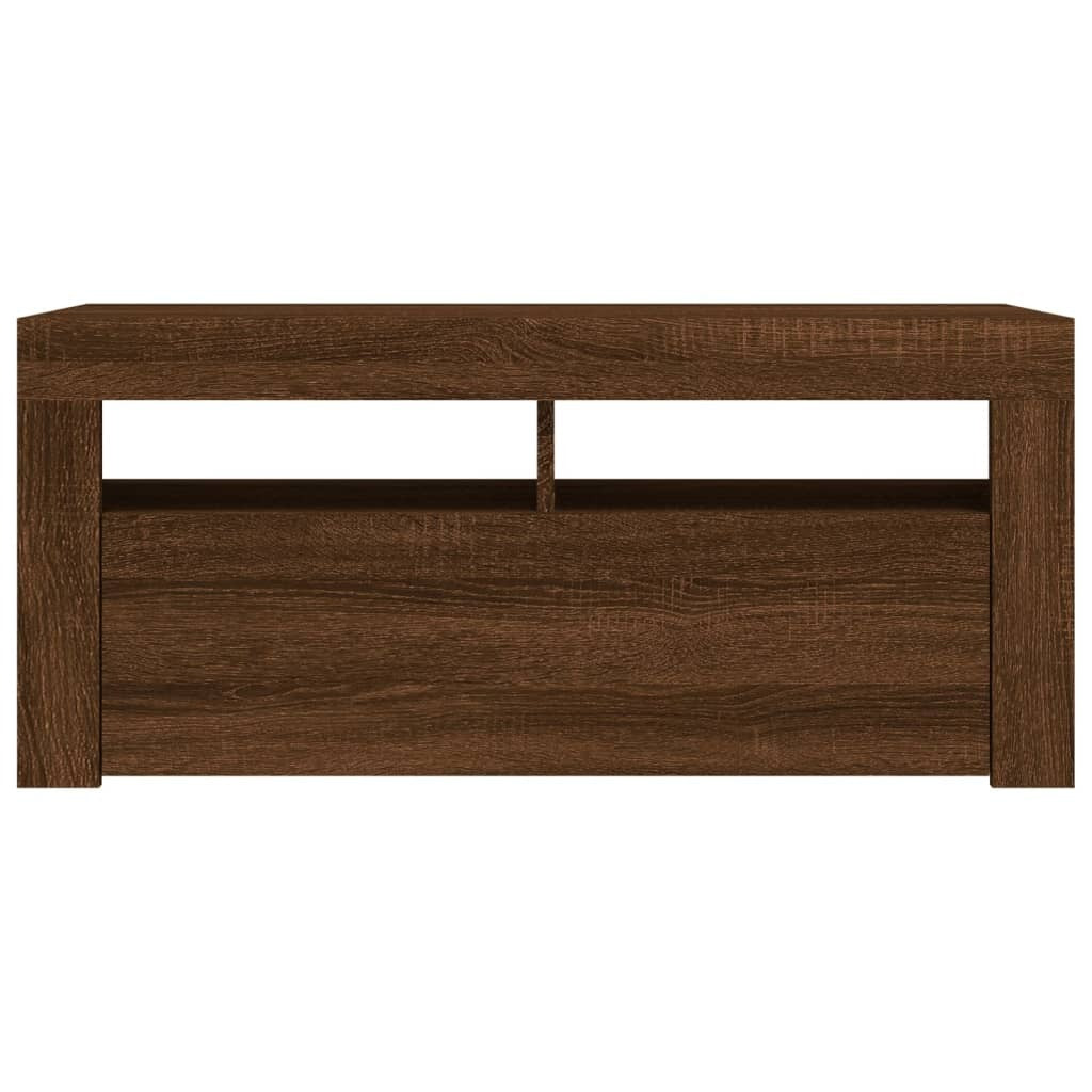 TV Cabinet with LED Lights Brown Oak 90x35x40 cm