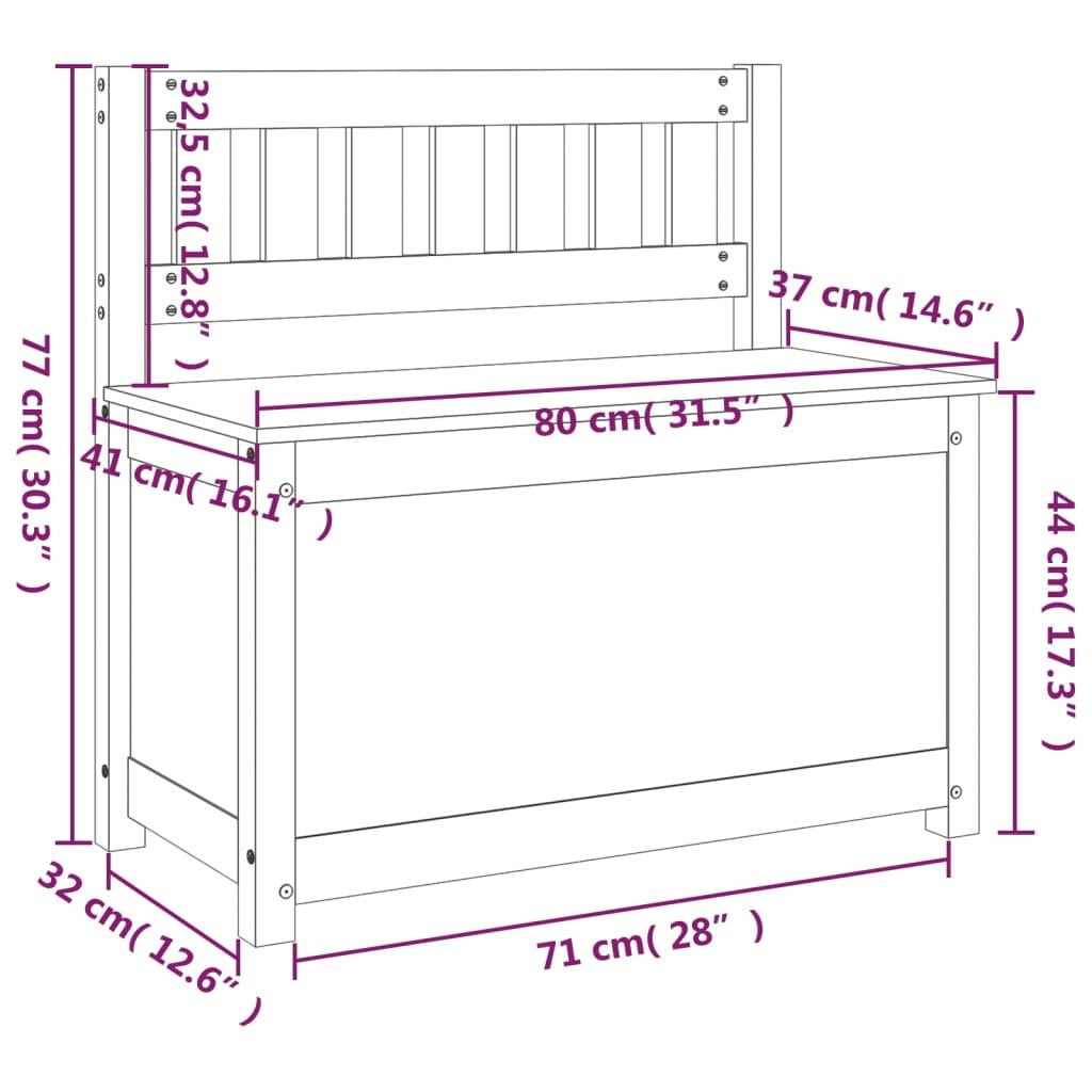 Bench Black 80x41x77 cm Solid Wood Pine