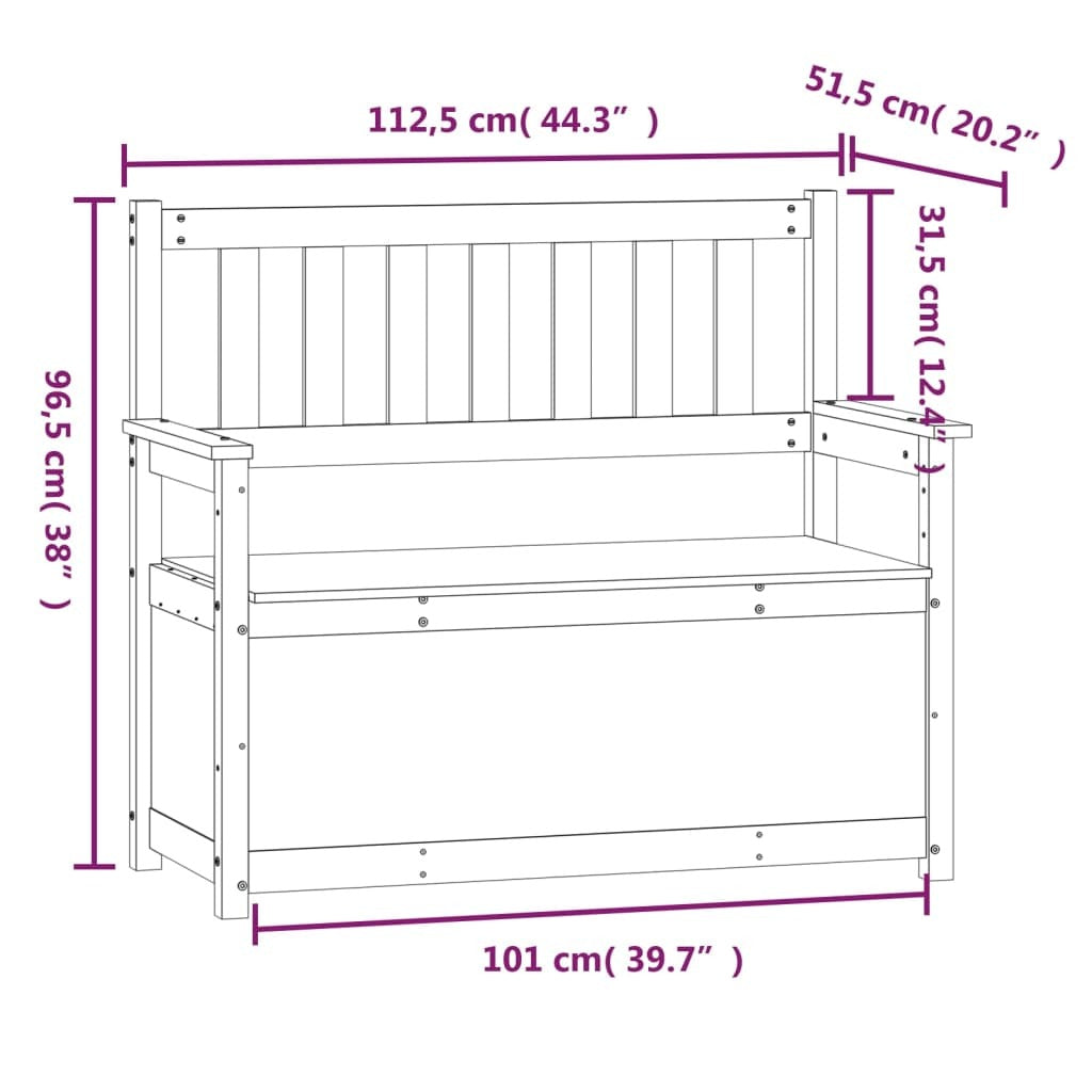 Bench Black 112.5x51.5x96.5 cm Solid Wood Pine