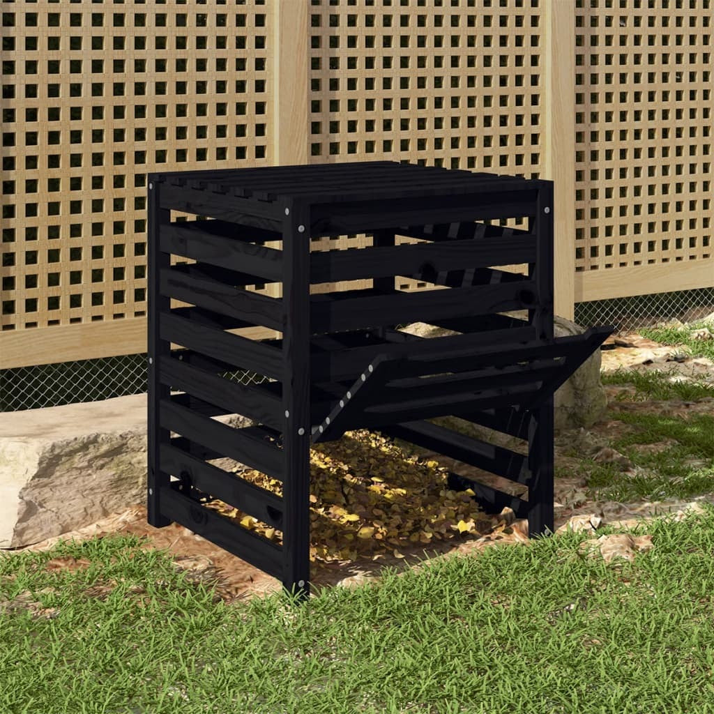 Composter Black 63.5x63.5x77.5 cm Solid Wood Pine