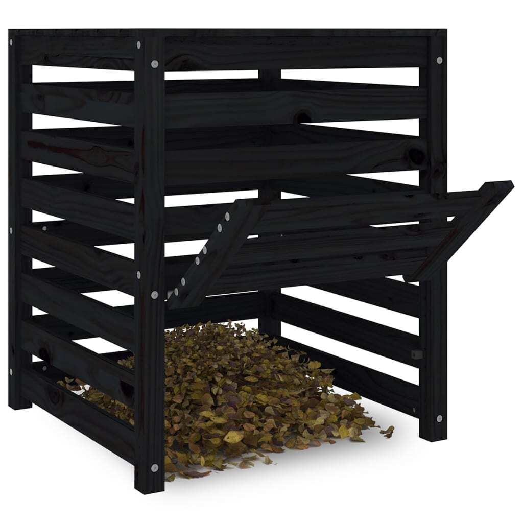 Composter Black 63.5x63.5x77.5 cm Solid Wood Pine