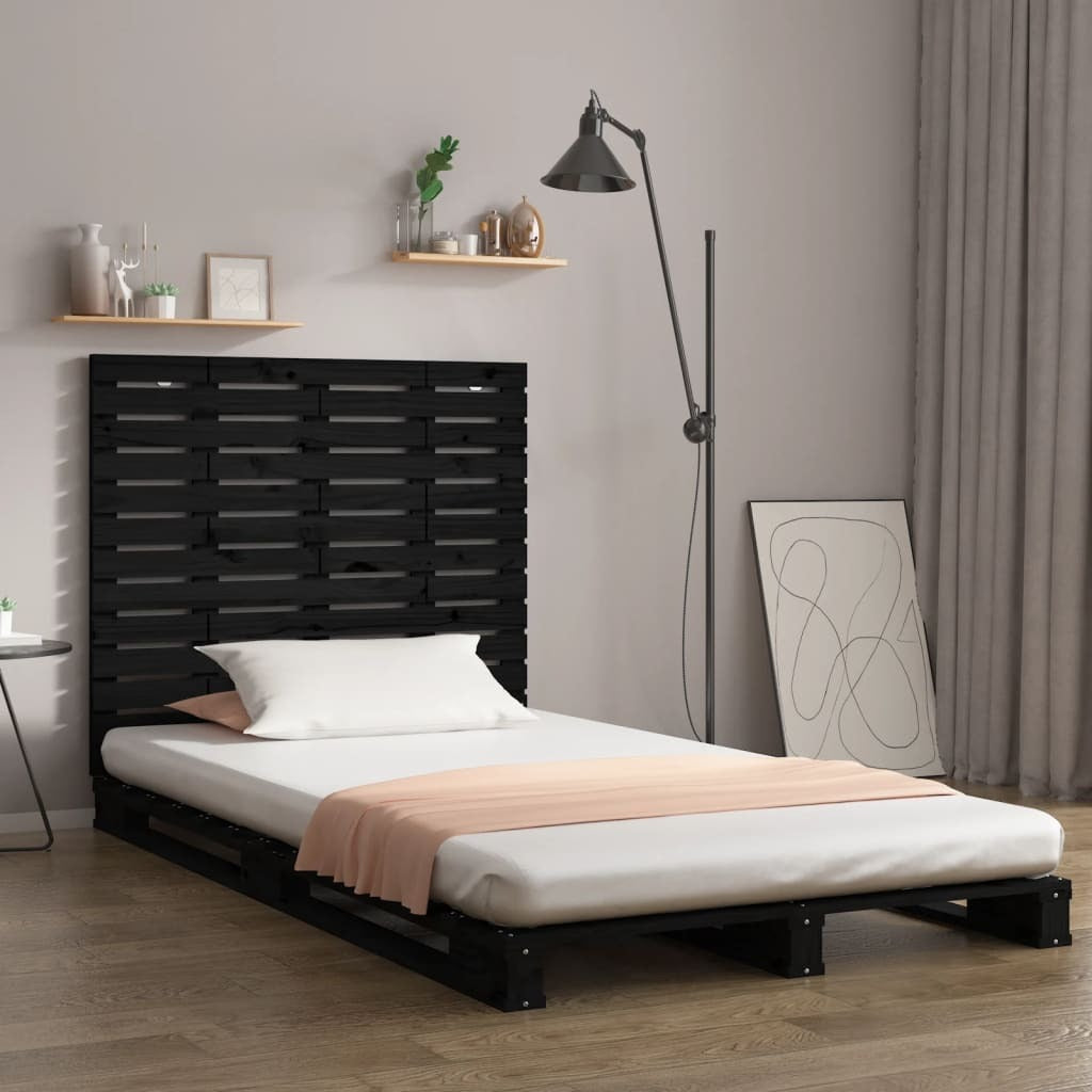 Wall Headboard Black 106x3x91.5 cm Solid Wood Pine