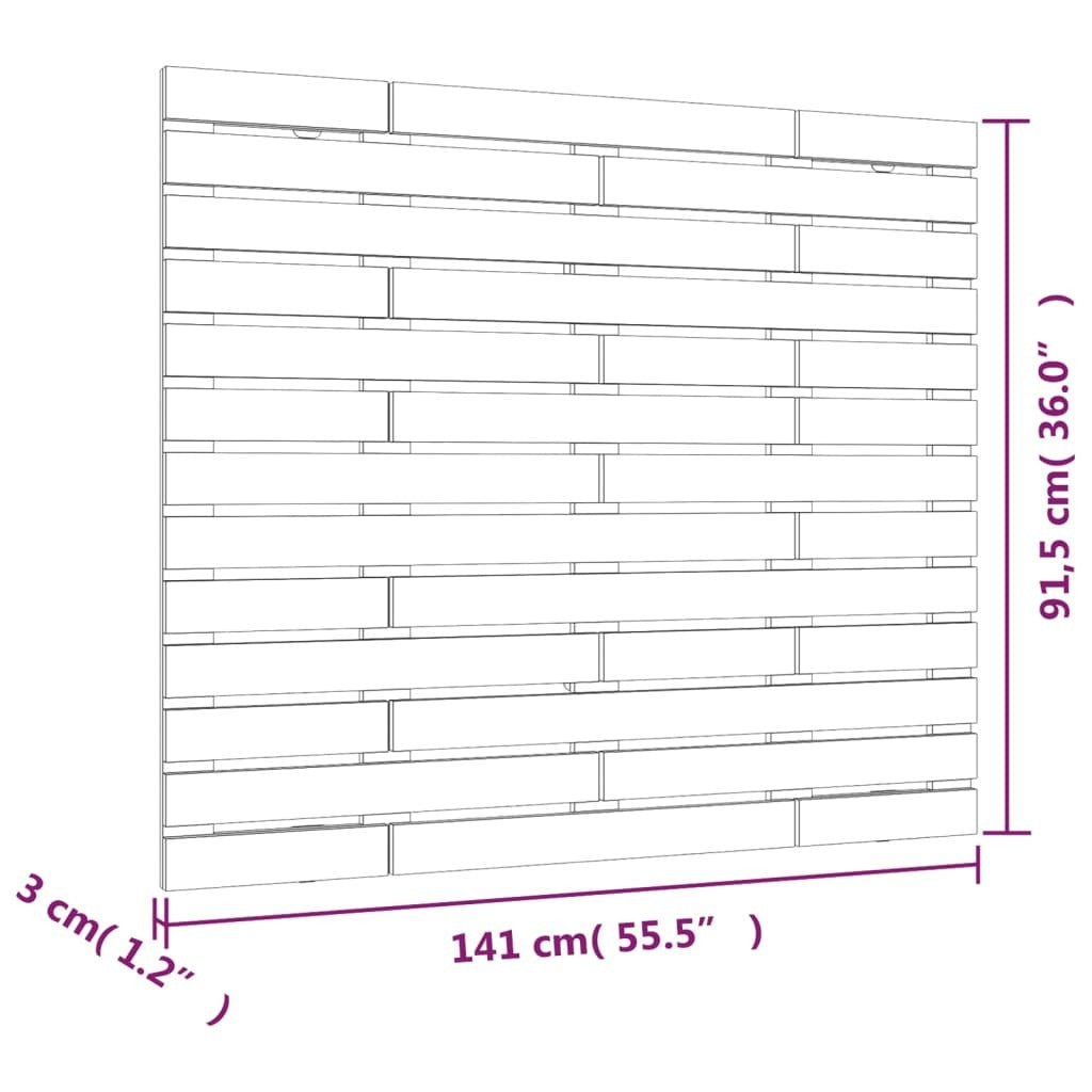 Wall Headboard Black 141x3x91.5 cm Solid Wood Pine