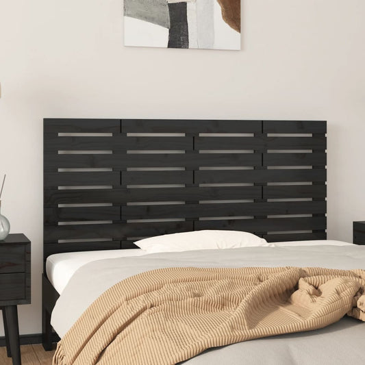 Wall Headboard Black 146x3x63 cm Solid Wood Pine