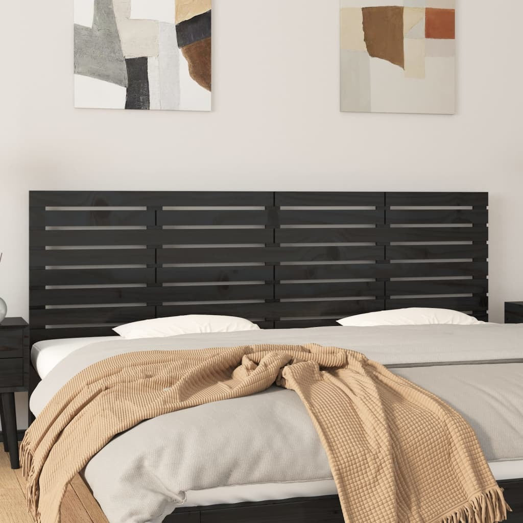 Wall Headboard Black 166x3x63 cm Solid Wood Pine