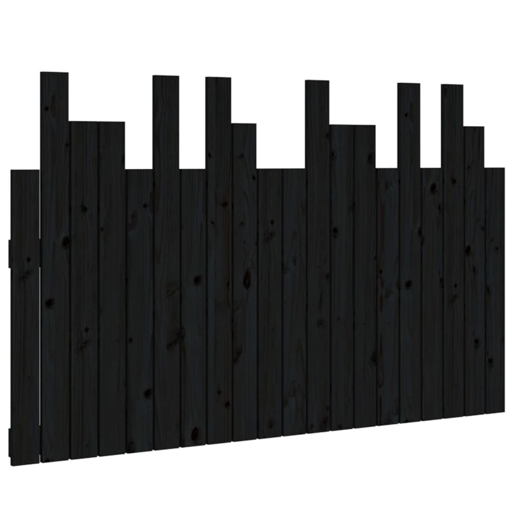 Wall Headboard Black 127.5x3x80 cm Solid Wood Pine