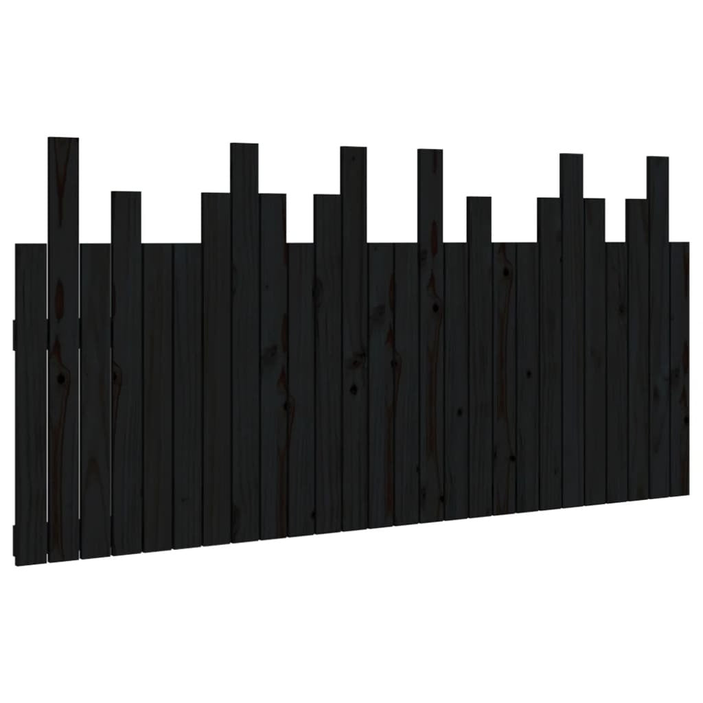 Wall Headboard Black 166x3x80 cm Solid Wood Pine