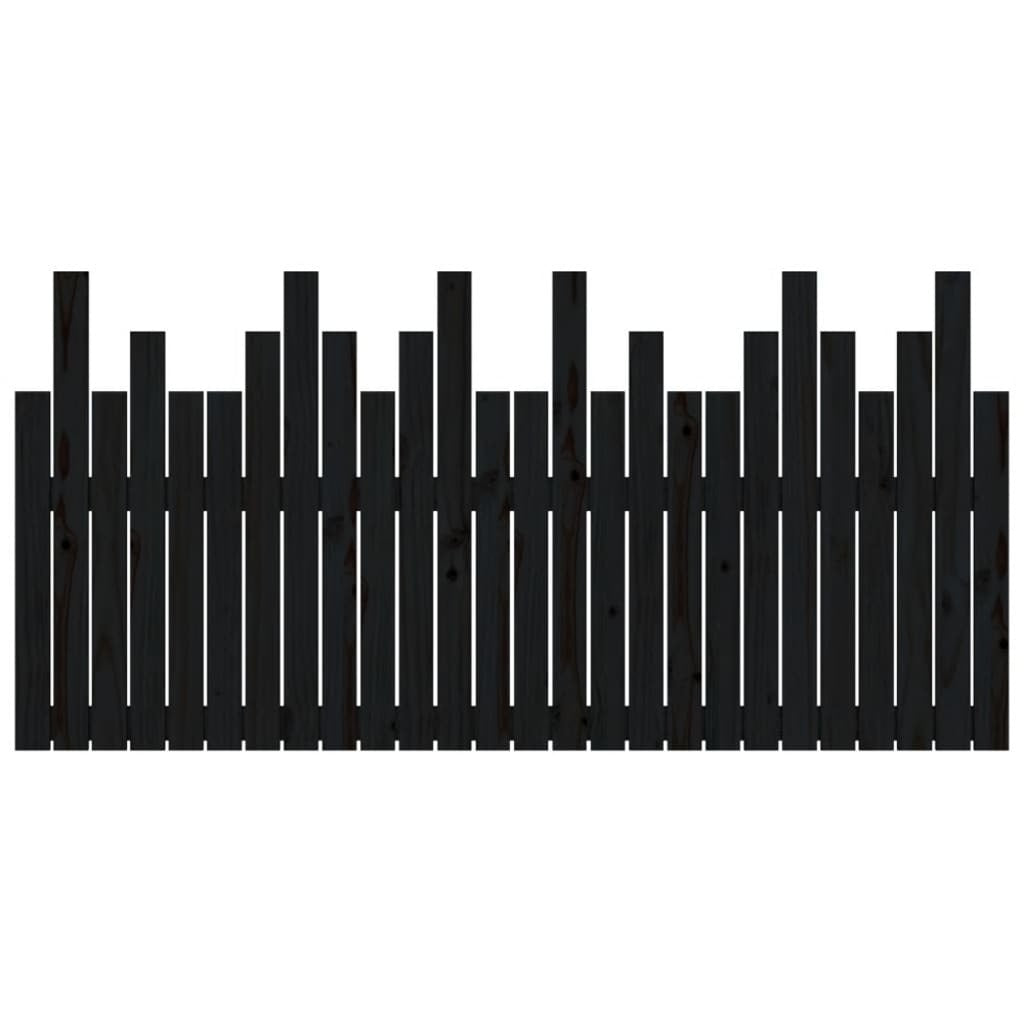 Wall Headboard Black 166x3x80 cm Solid Wood Pine