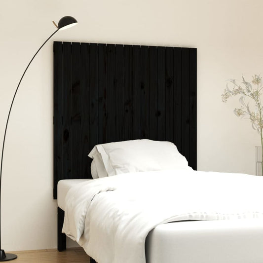 Wall Headboard Black 108x3x110 cm Solid Wood Pine