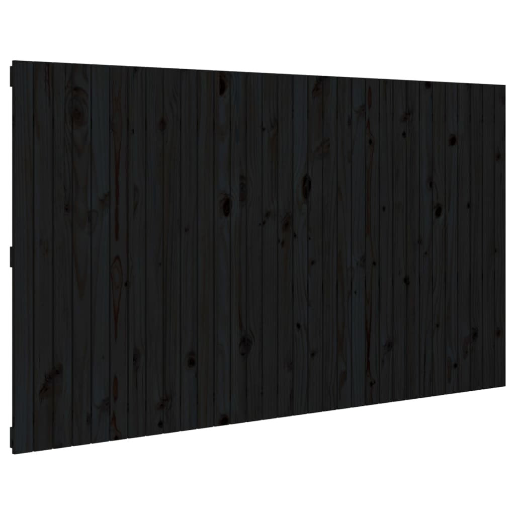 Wall Headboard Black 204x3x110 cm Solid Wood Pine