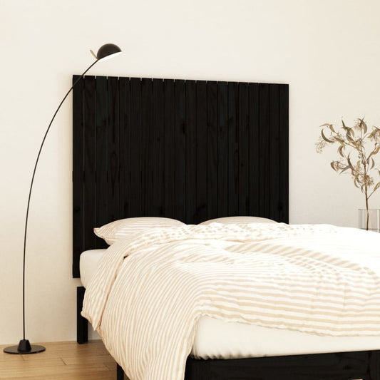 Wall Headboard Black 127.5x3x110 cm Solid Wood Pine