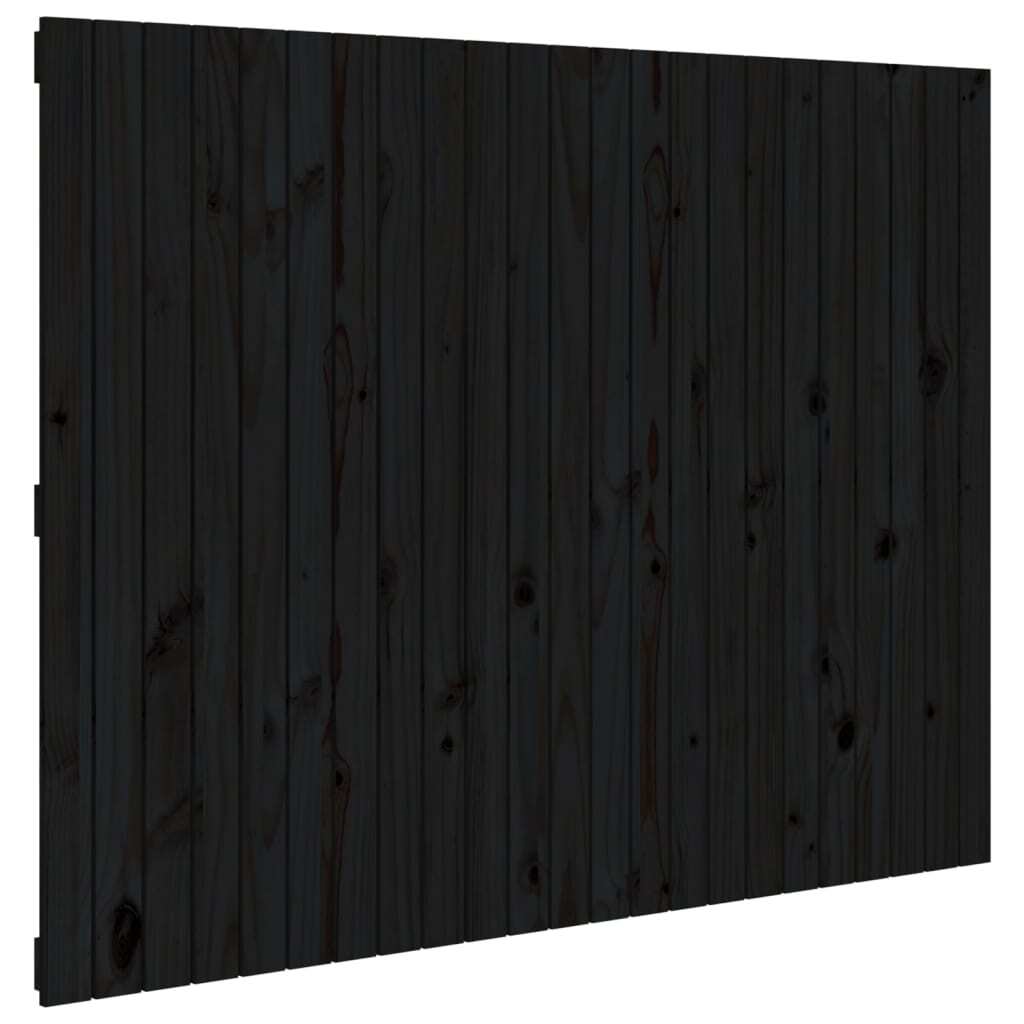 Wall Headboard Black 146.5x3x110 cm Solid Wood Pine