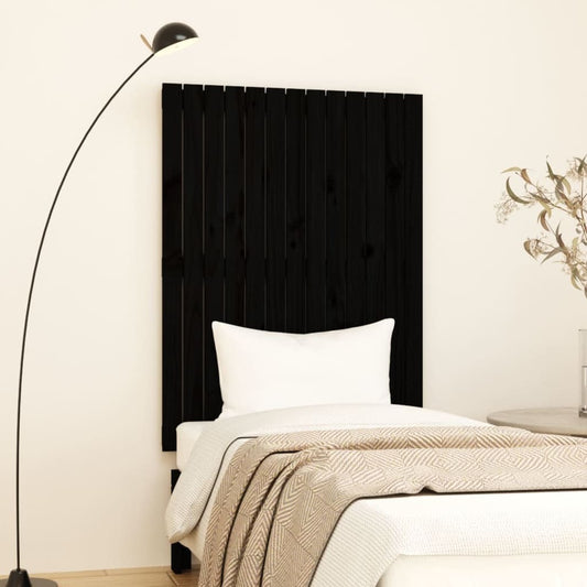 Wall Headboard Black 82.5x3x110 cm Solid Wood Pine