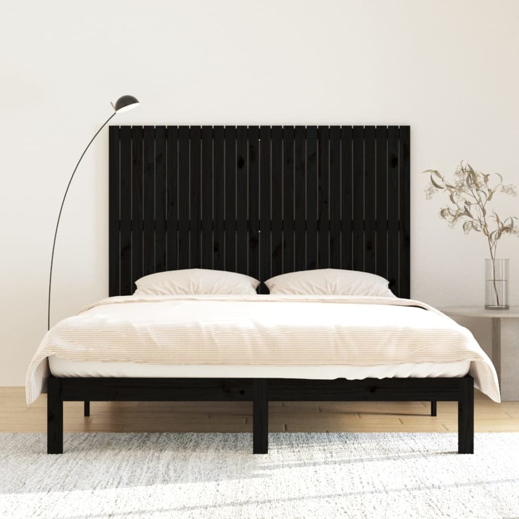 Wall Headboard Black 166x3x110 cm Solid Wood Pine