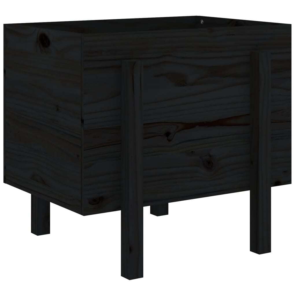 Garden Planter Black 62x50x57 cm Solid Wood Pine