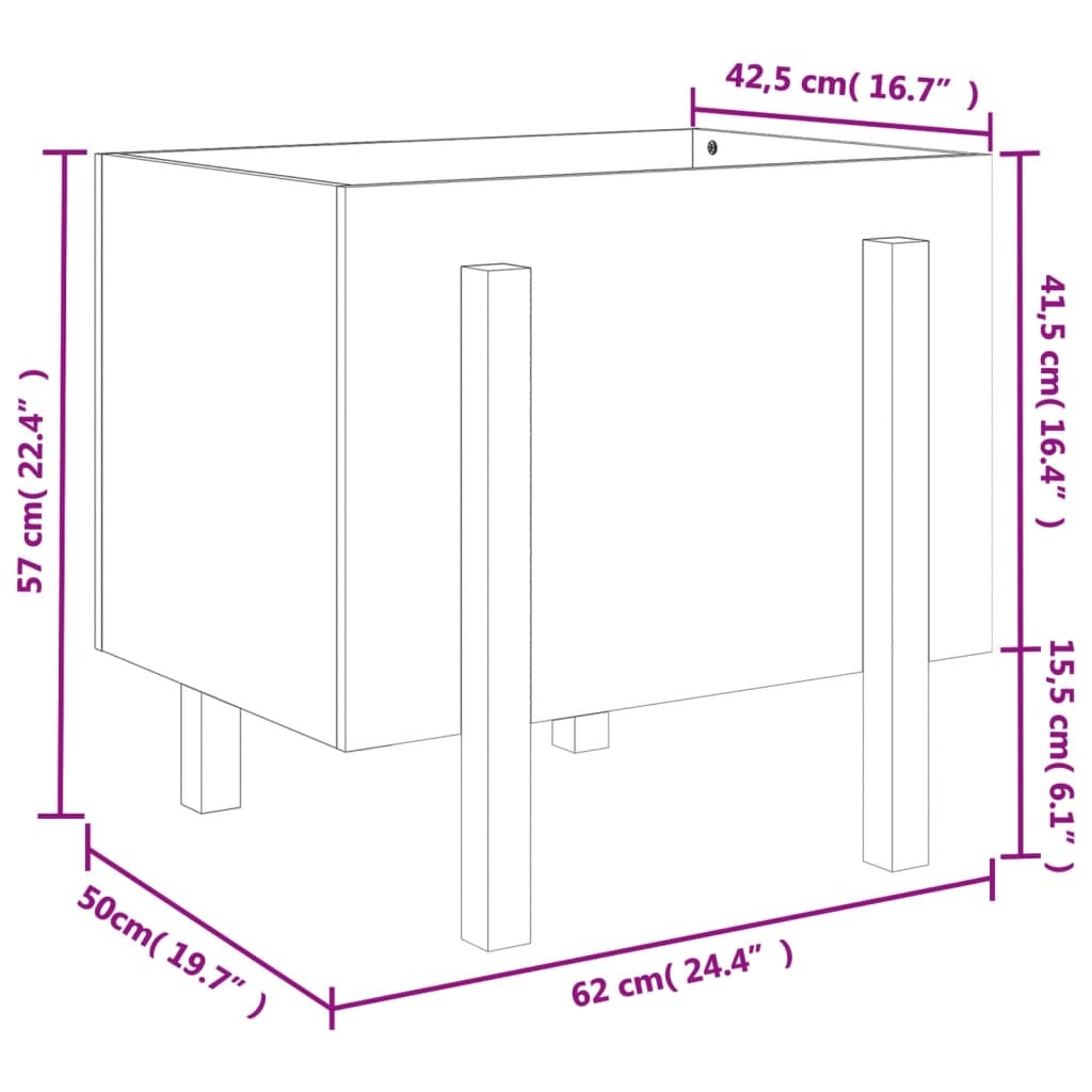 Garden Planter Black 62x50x57 cm Solid Wood Pine