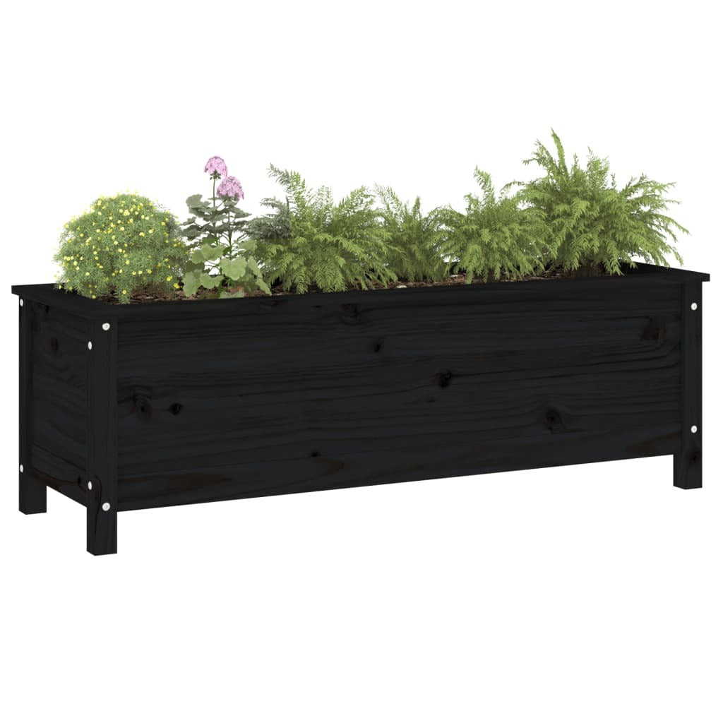 Garden Raised Bed Black 119.5x40x39 cm Solid Wood Pine