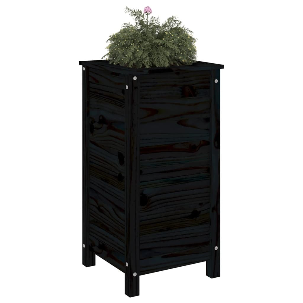 Garden Planter Black 40x40x78 cm Solid Wood Pine