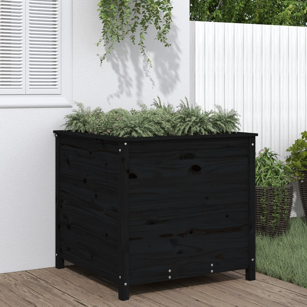 Garden Planter Black 82.5x82.5x78 cm Solid Wood Pine