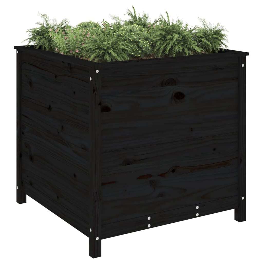 Garden Planter Black 82.5x82.5x78 cm Solid Wood Pine