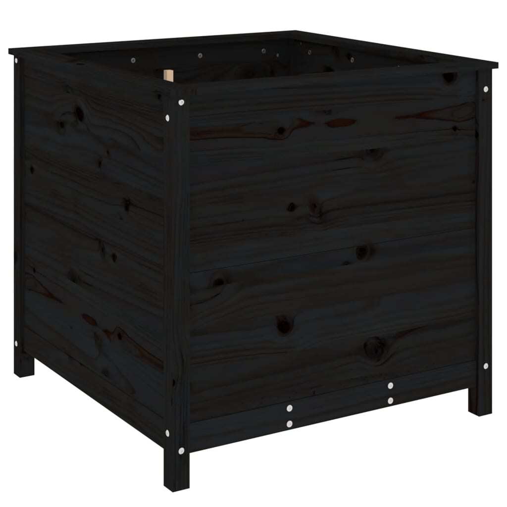 Garden Planter Black 82.5x82.5x78 cm Solid Wood Pine