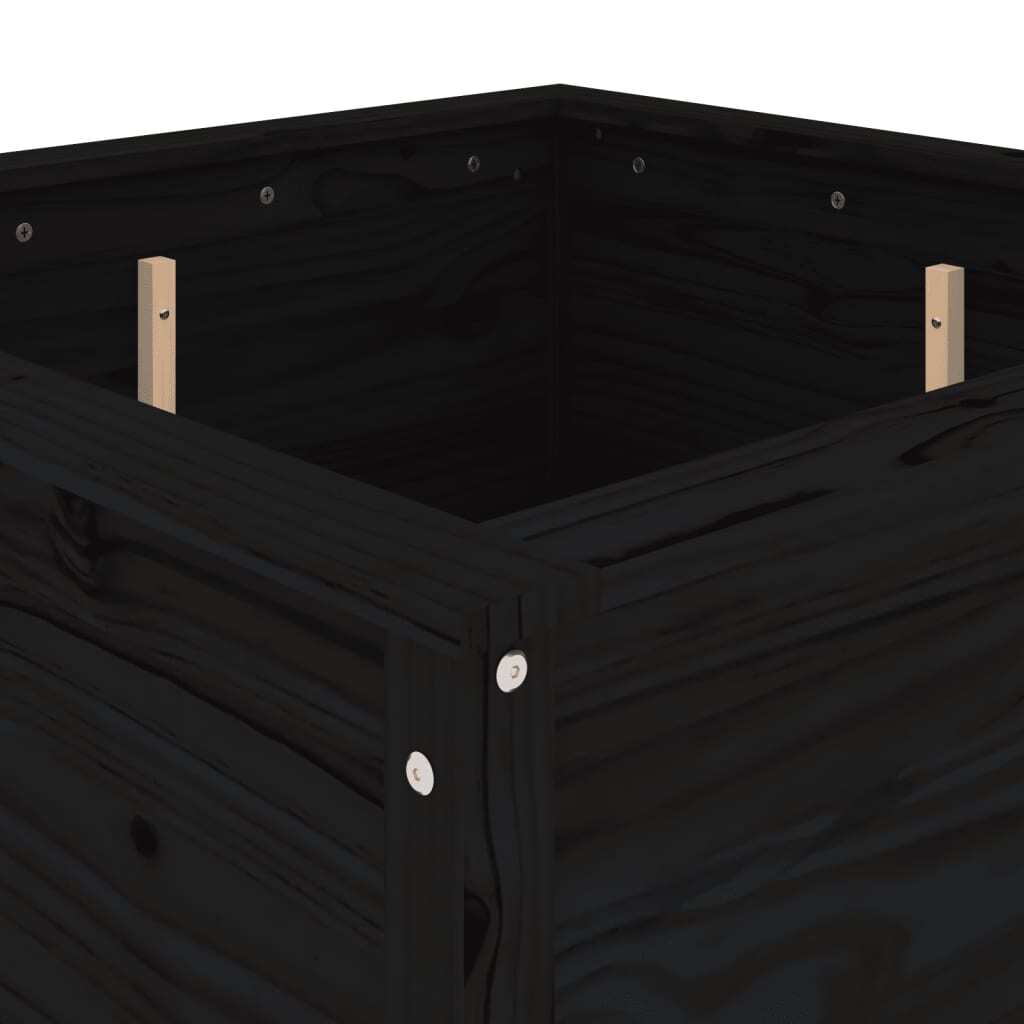 Garden Planter Black 82.5x82.5x78 cm Solid Wood Pine