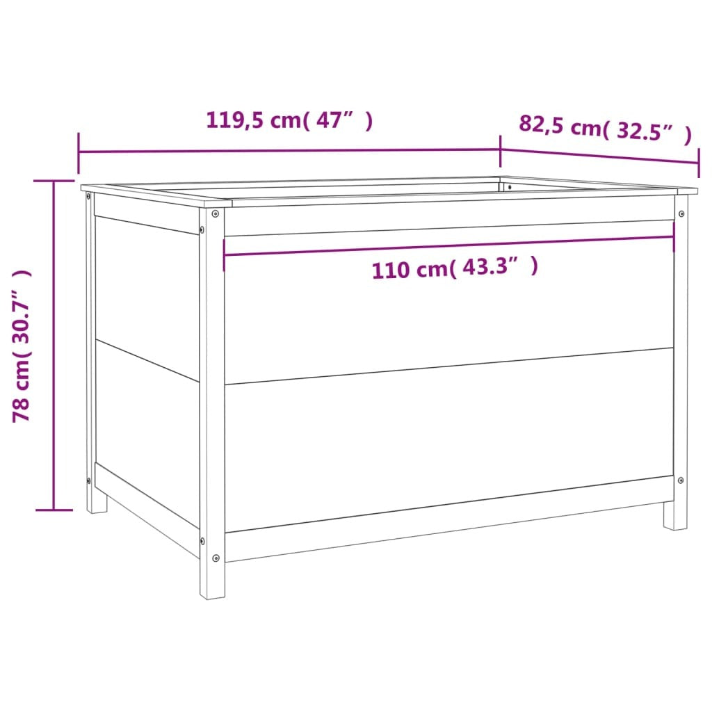 Garden Raised Bed Black 119.5x82.5x78 cm Solid Wood Pine