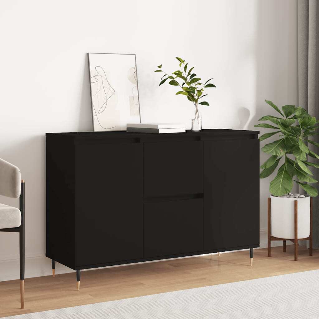 Sideboard Black 101.5x35x70 cm Engineered Wood