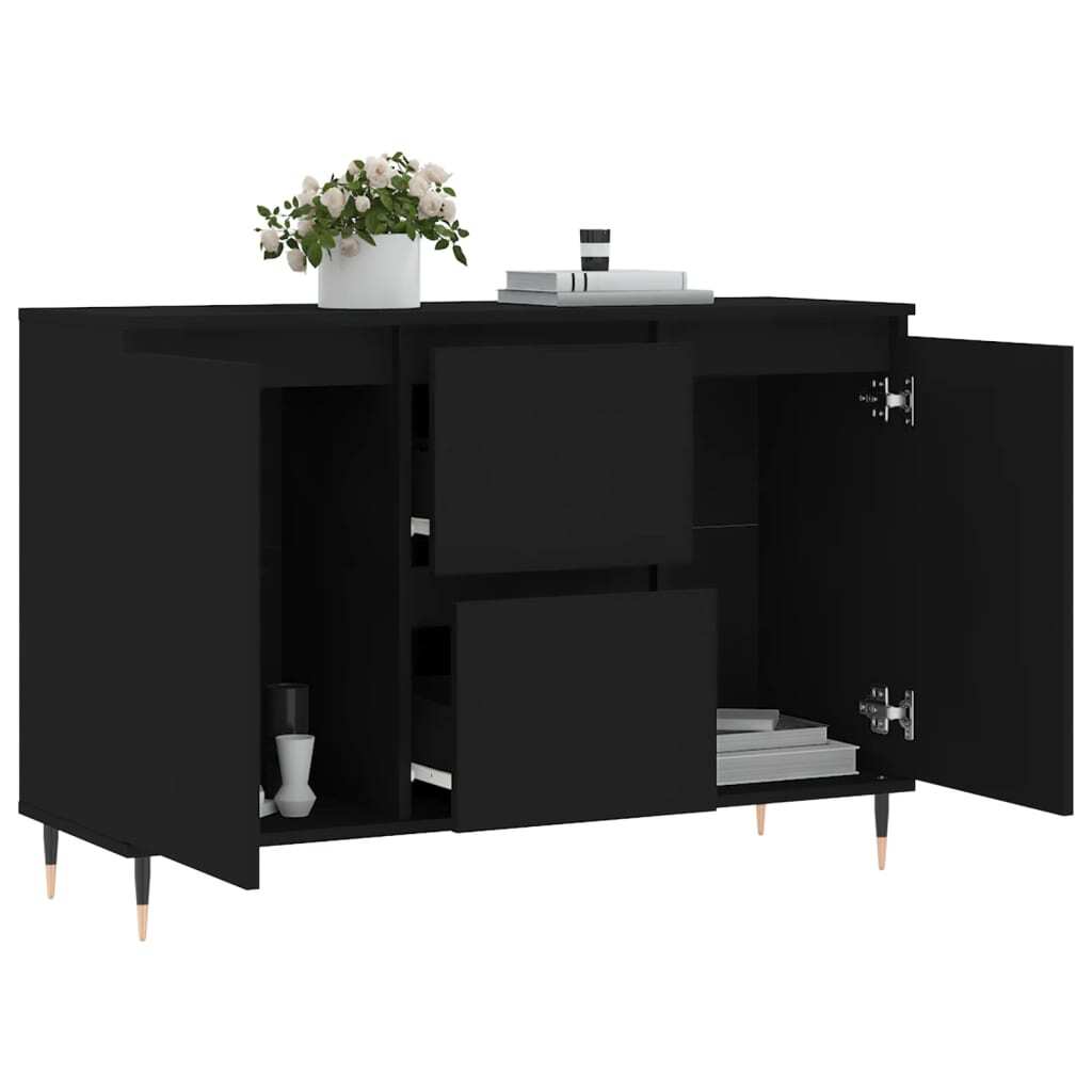 Sideboard Black 101.5x35x70 cm Engineered Wood