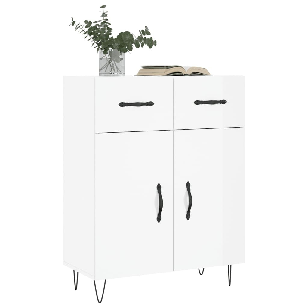 Sideboard High Gloss White 69.5x34x90 cm Engineered Wood