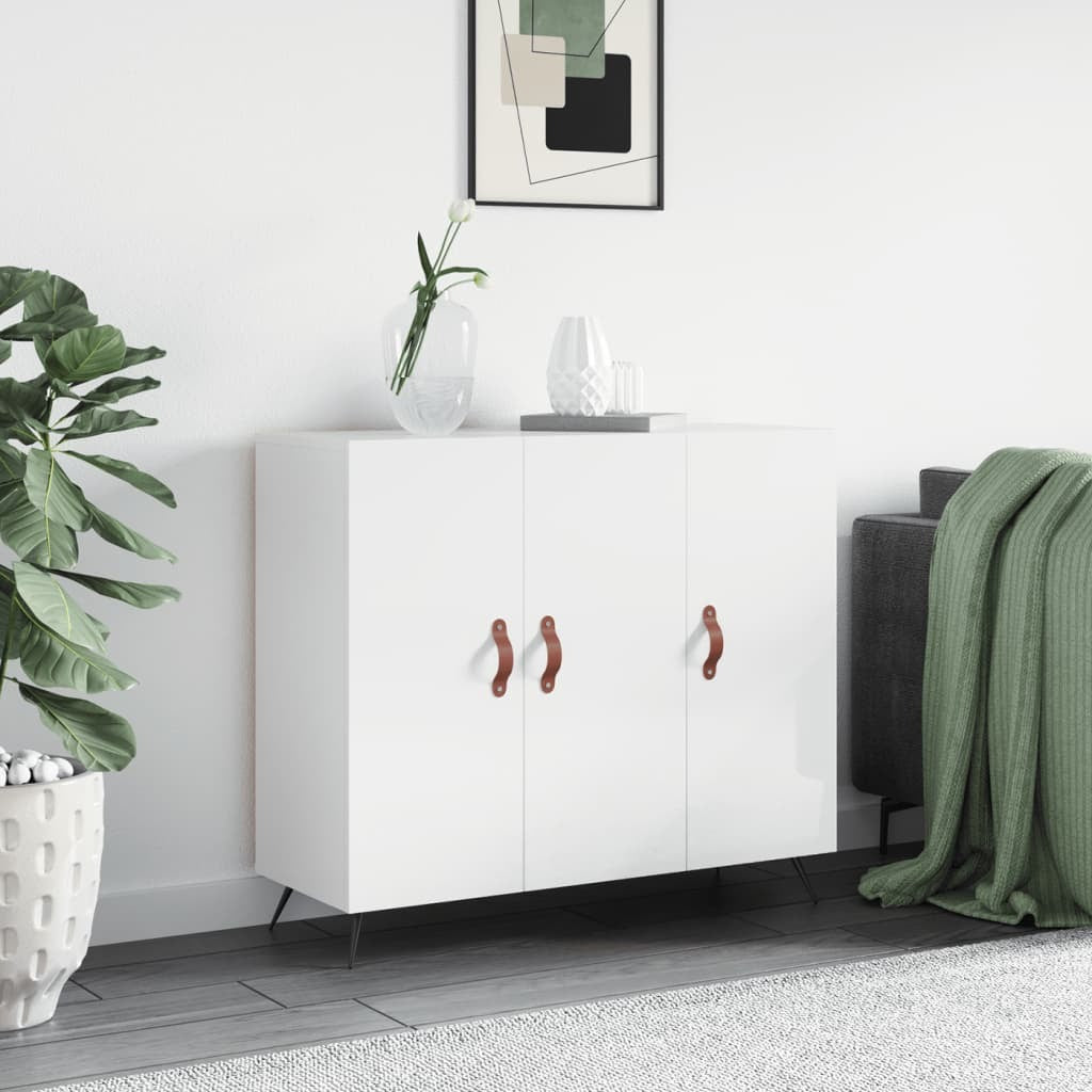Sideboard High Gloss White 90x34x80 cm Engineered Wood