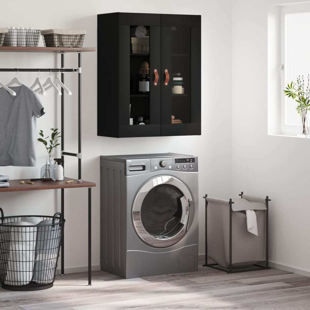Wall Mounted Cabinet Black 69.5x34x90 cm