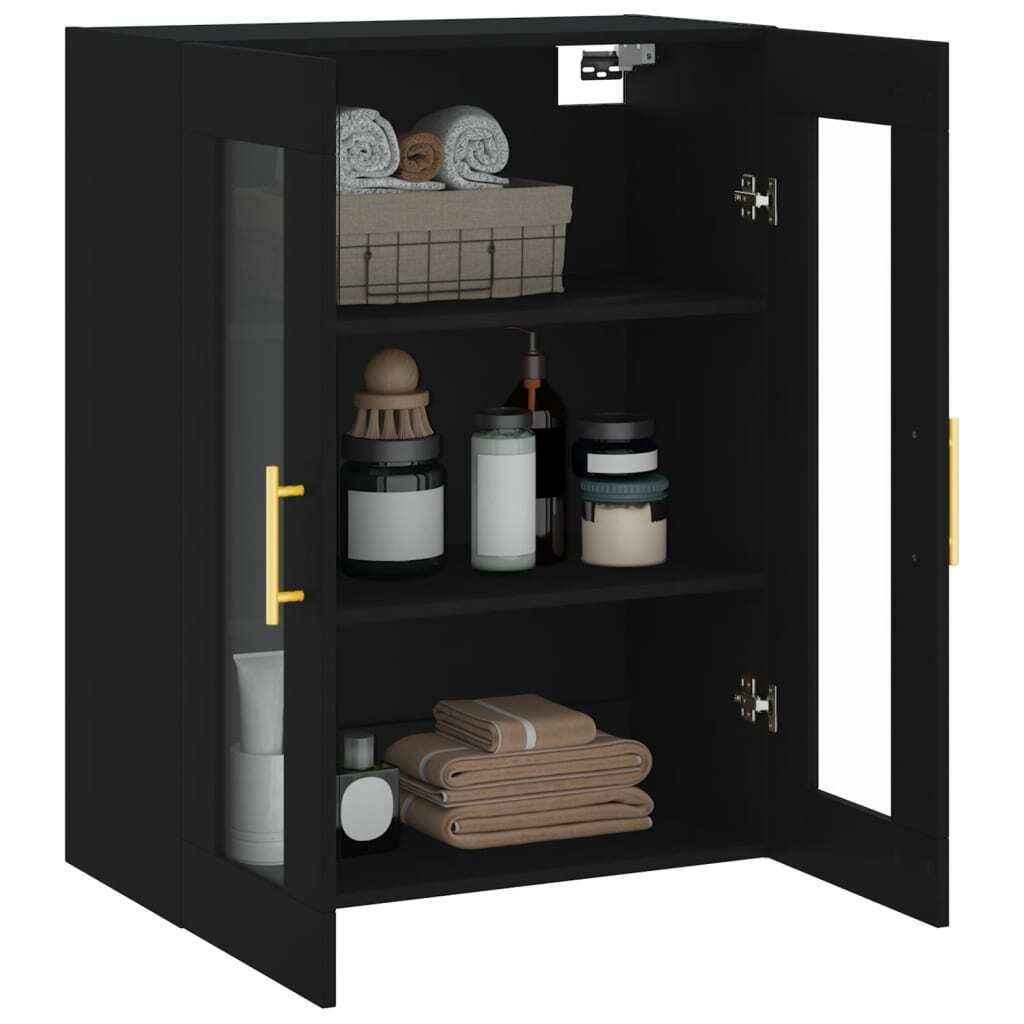 Wall Mounted Cabinet Black 69.5x34x90 cm