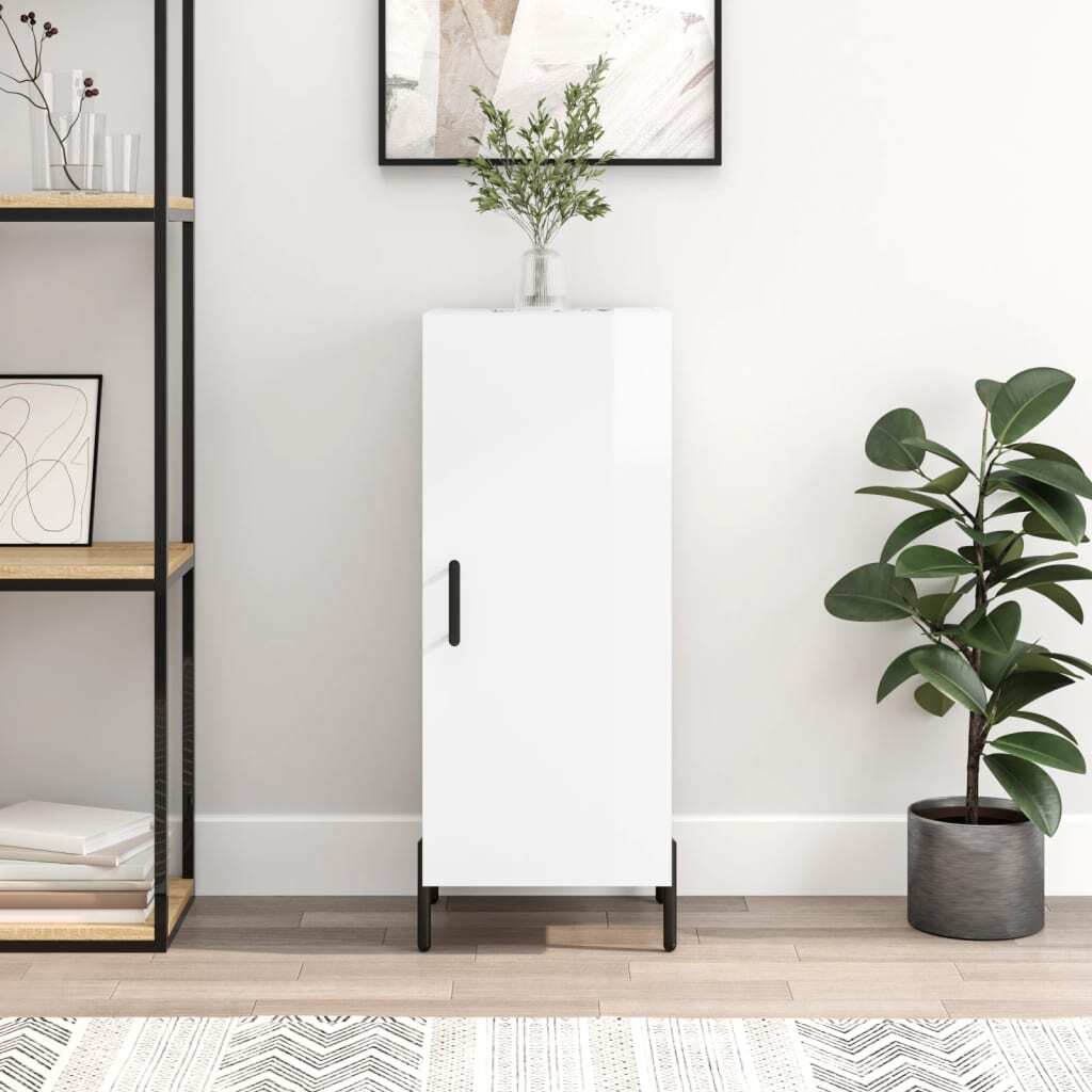 Sideboard High Gloss White 34.5x34x90 cm Engineered Wood
