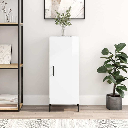 Sideboard High Gloss White 34.5x34x90 cm Engineered Wood