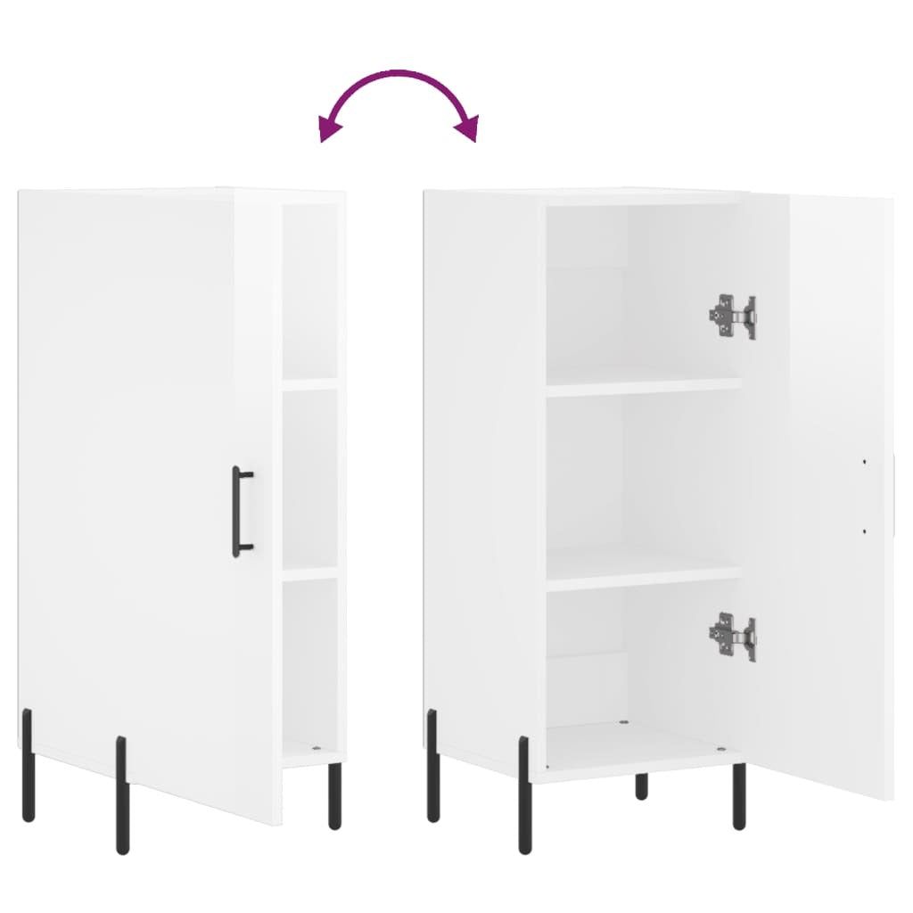 Sideboard High Gloss White 34.5x34x90 cm Engineered Wood