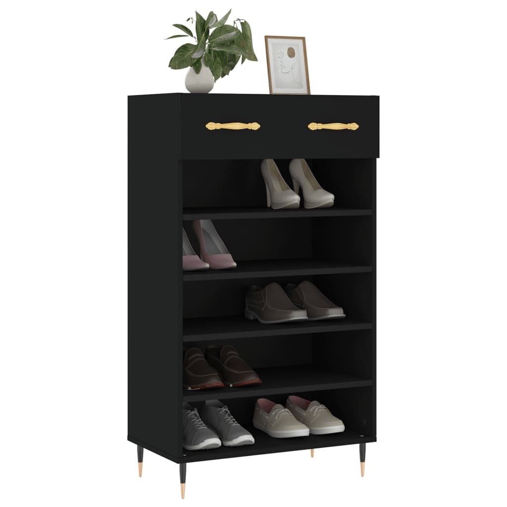 Shoe Cabinet Black 60x35x105 cm Engineered Wood