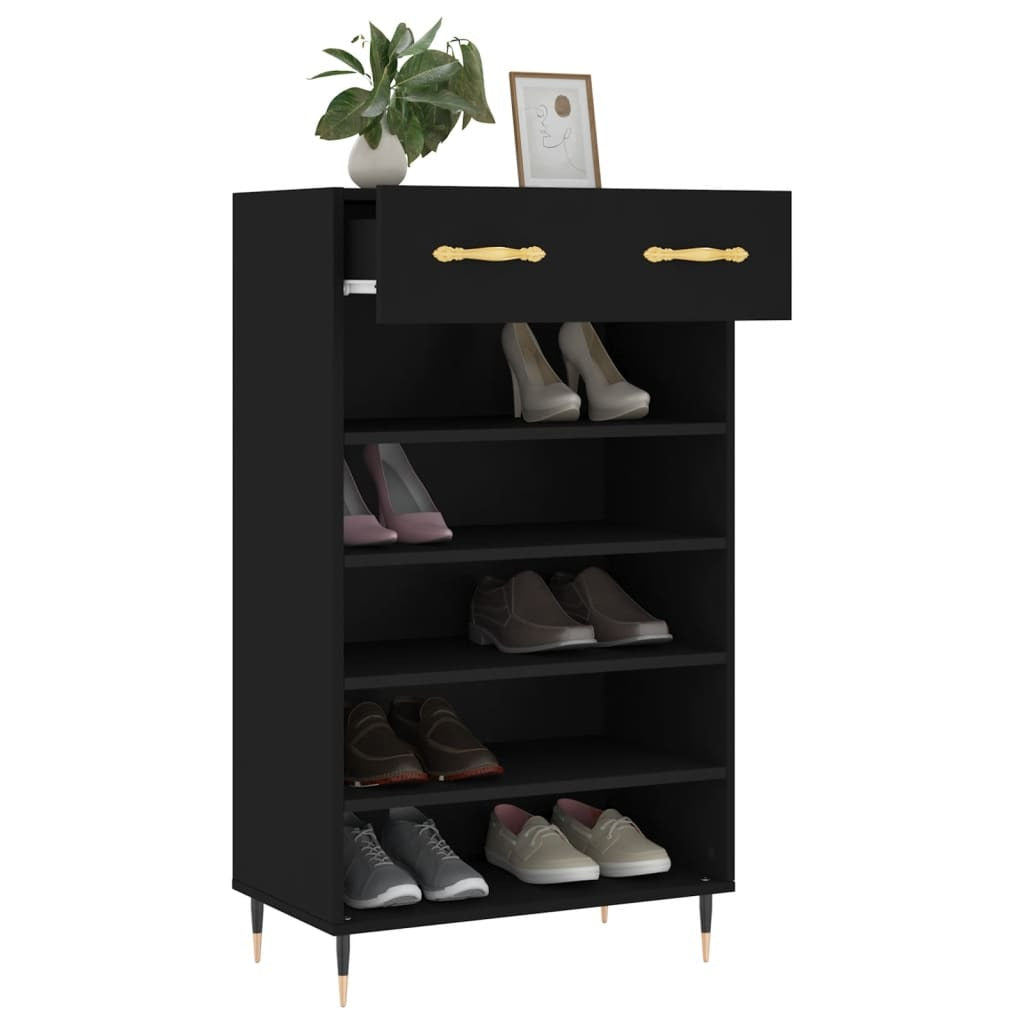 Shoe Cabinet Black 60x35x105 cm Engineered Wood