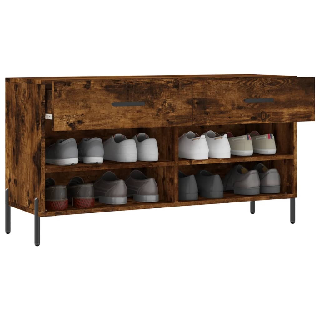 Shoe Bench Smoked Oak 102x35x55 cm Engineered Wood