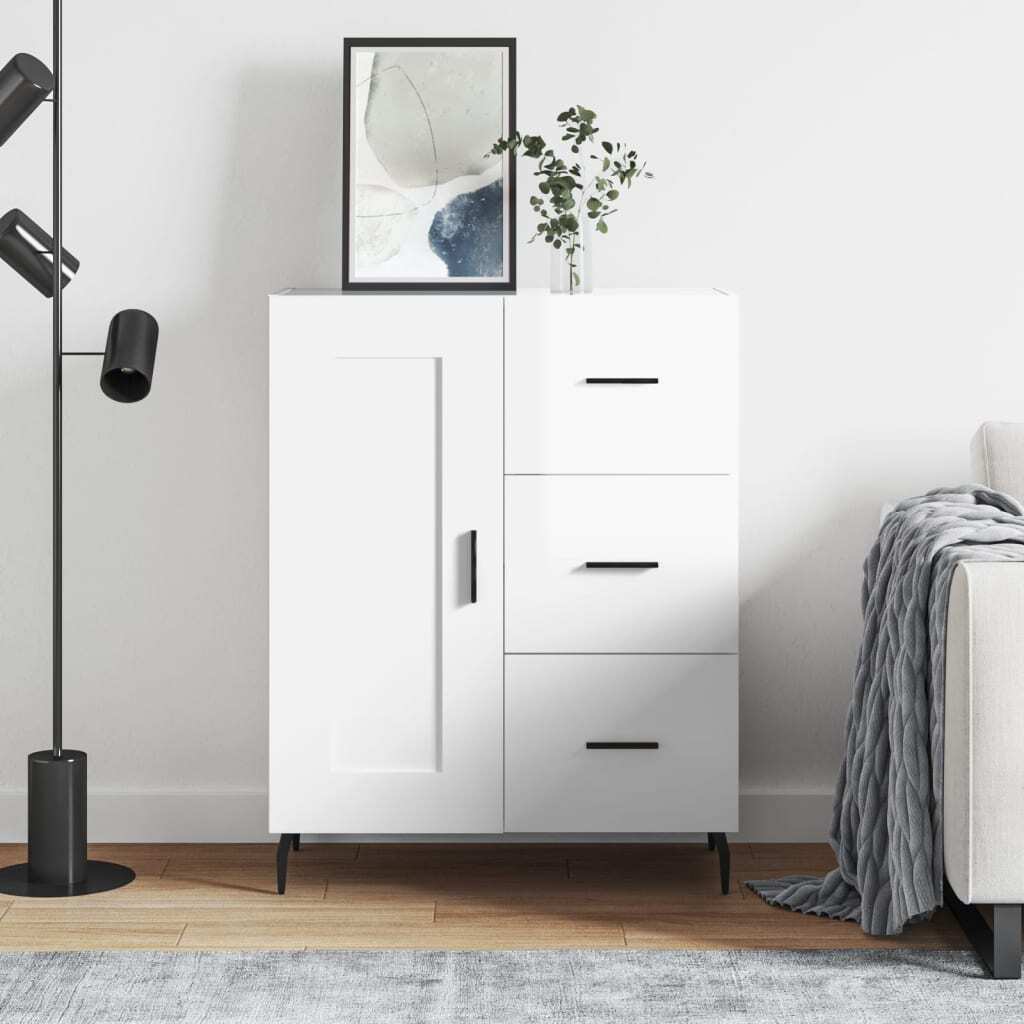 Sideboard High Gloss White 69.5x34x90 cm Engineered Wood