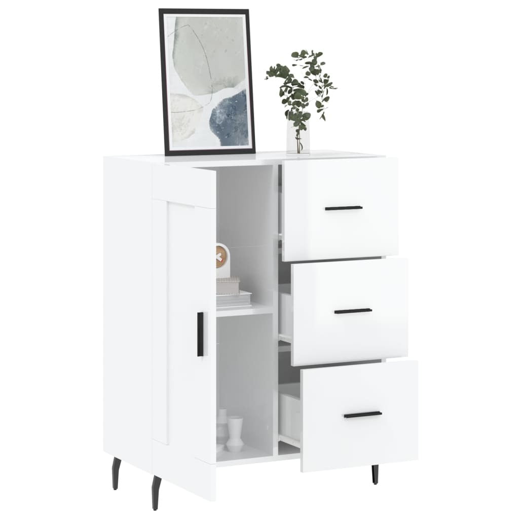 Sideboard High Gloss White 69.5x34x90 cm Engineered Wood