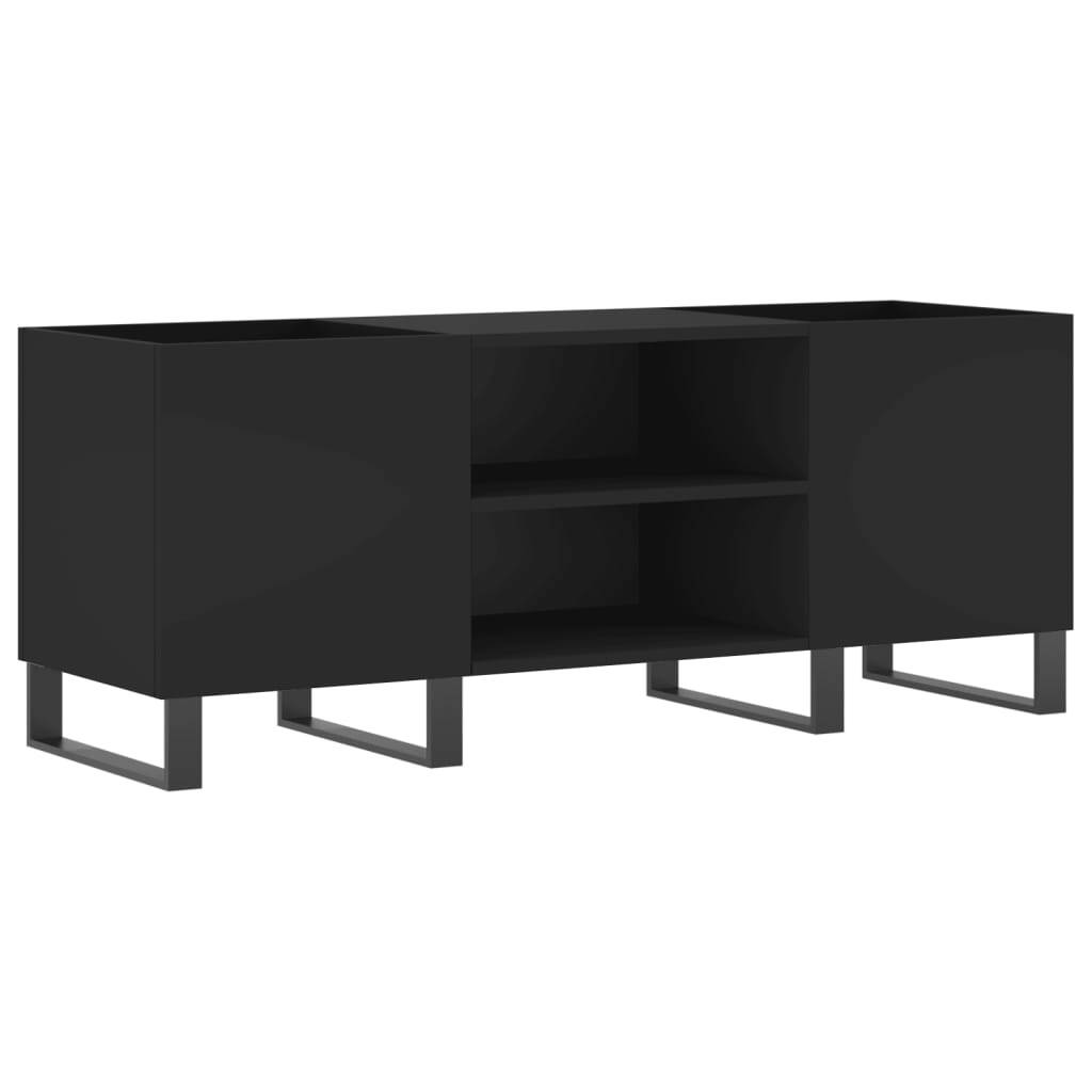 Record Cabinet Black 121x38x48 cm Engineered Wood