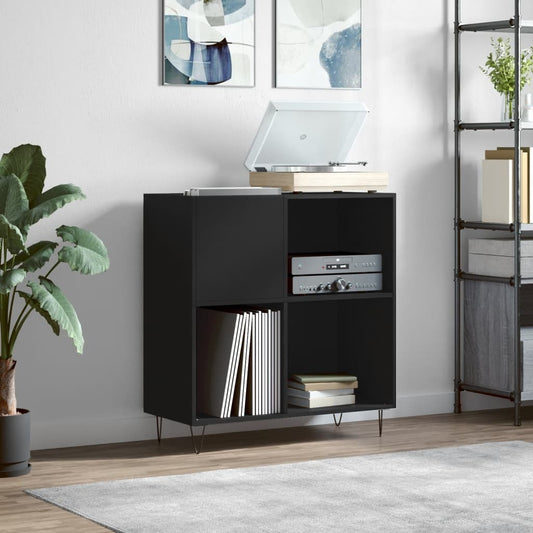 Record Cabinet Black 84.5x38x89 cm Engineered Wood