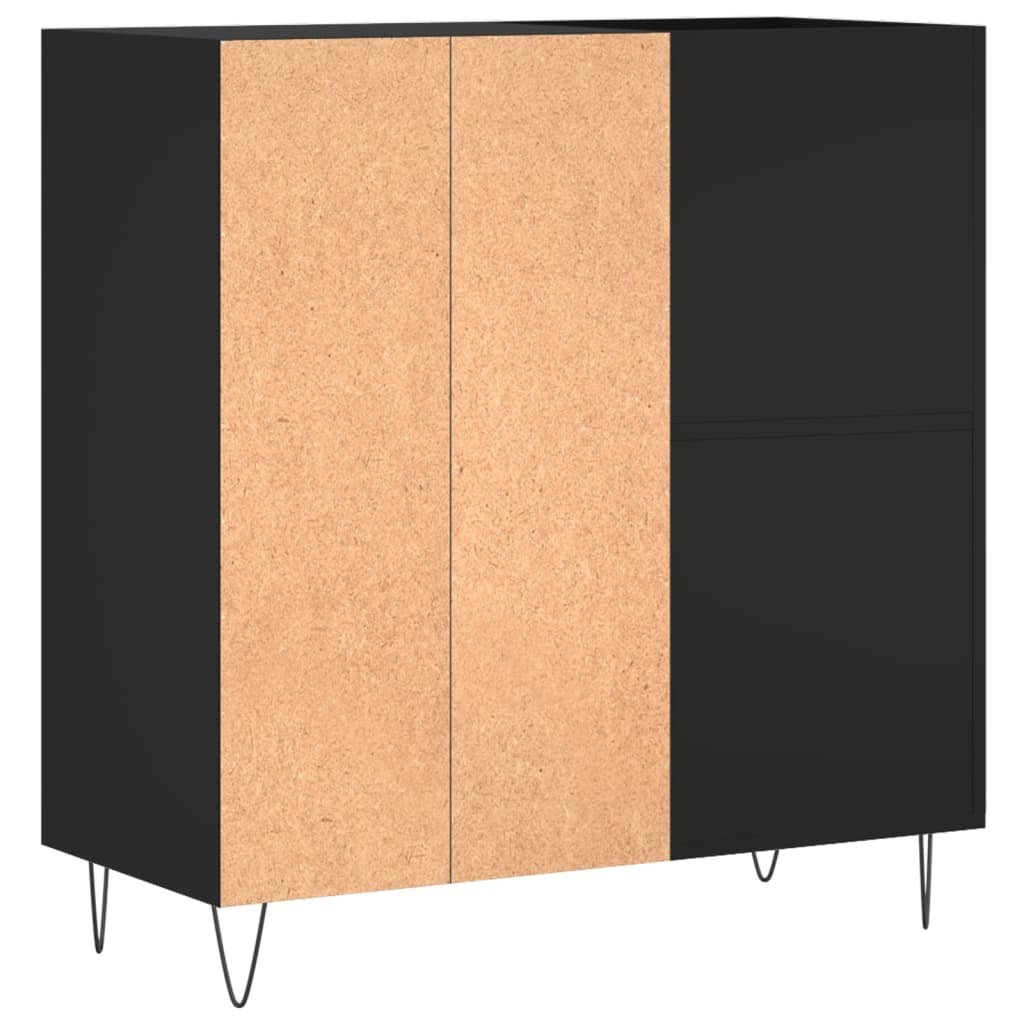 Record Cabinet Black 84.5x38x89 cm Engineered Wood