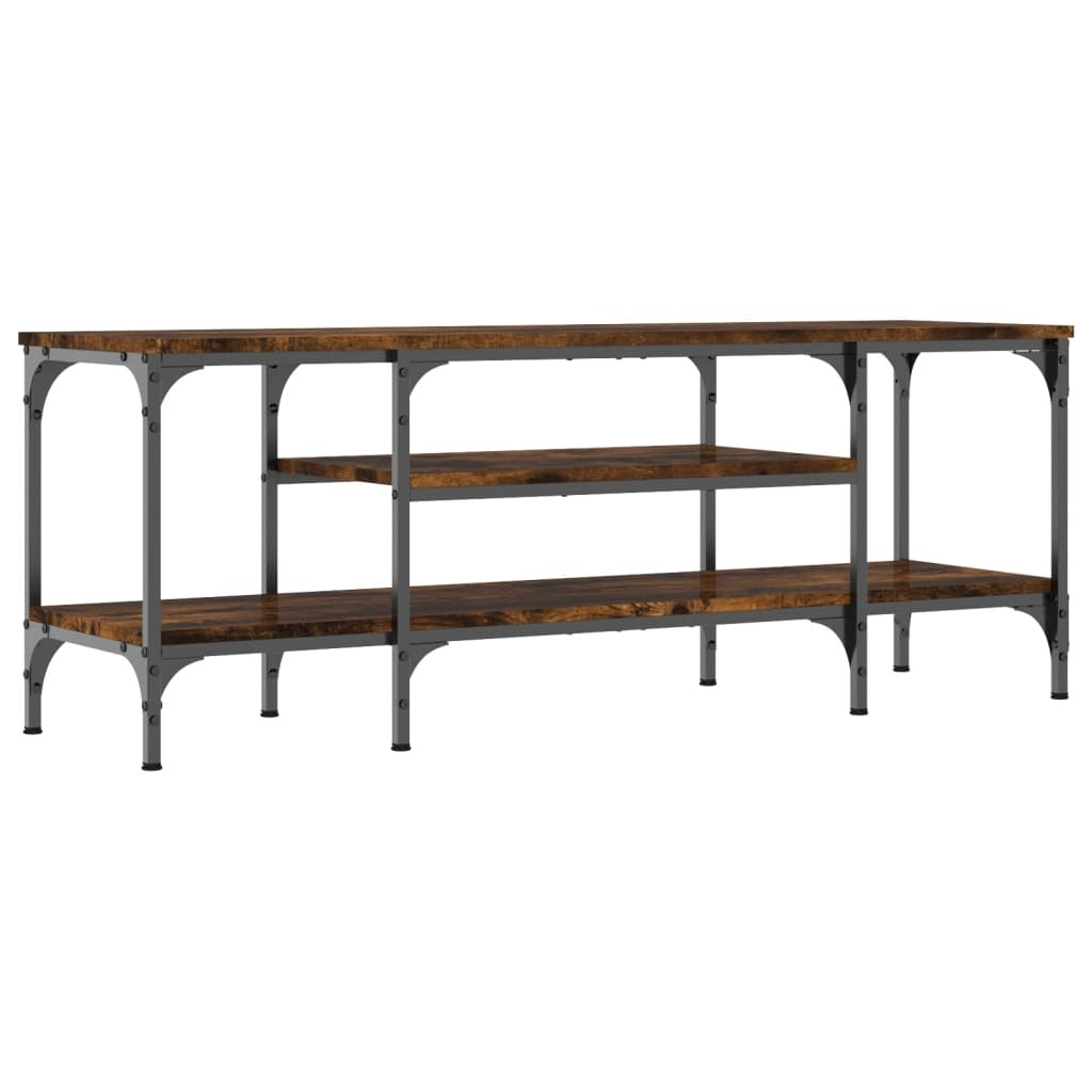 TV Cabinet Smoked Oak 121x35x45 cm Engineered Wood&Iron