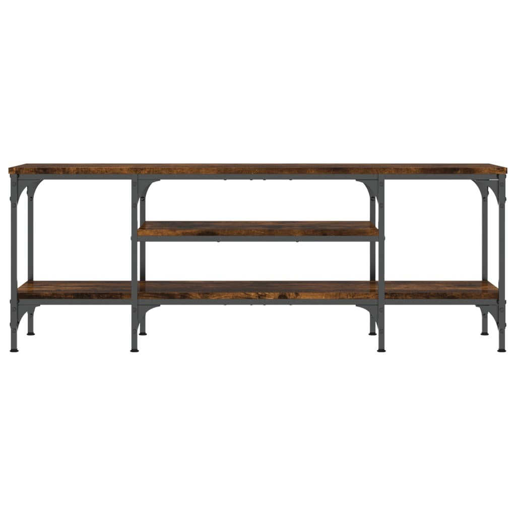 TV Cabinet Smoked Oak 121x35x45 cm Engineered Wood&Iron