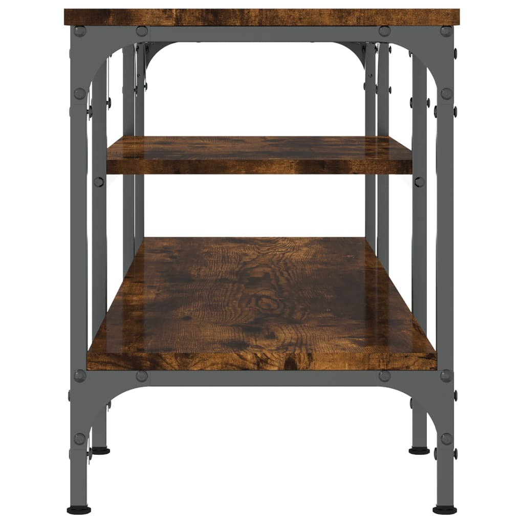 TV Cabinet Smoked Oak 121x35x45 cm Engineered Wood&Iron