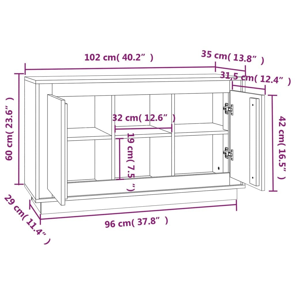 Sideboard Black 102x35x60 cm Engineered Wood