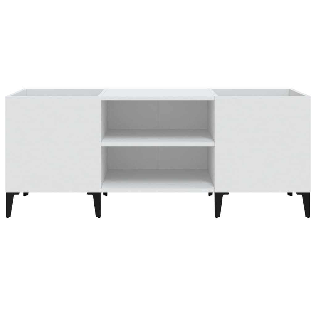 Record Cabinet White 121x38x48 cm Engineered Wood