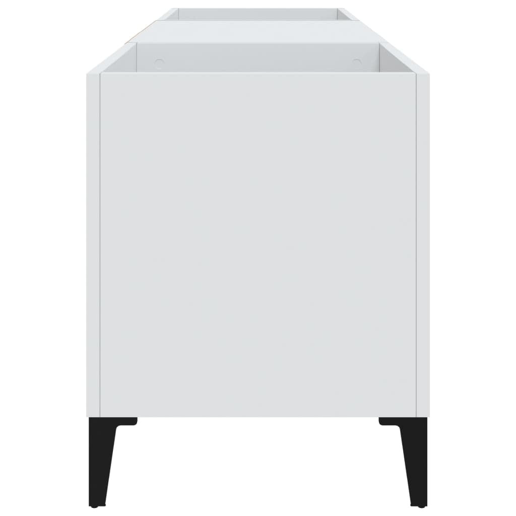 Record Cabinet White 121x38x48 cm Engineered Wood